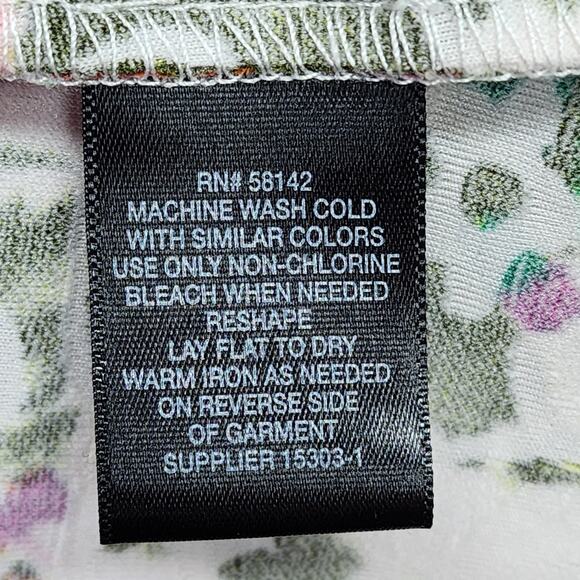 Liz Claiborne Women’s 16W Floral A-Line Dress Pink White Textured Stretch Church - Picture 12 of 14